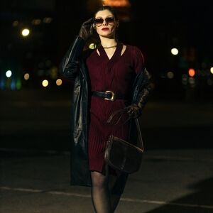 Belle Poque Fitted Burgundy Knit Bodycon Dress